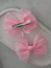 Pink Girls Pigtail Bows - A Little Lacey