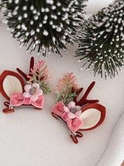 Reindeer Girls Hair Clips - A Little Lacey