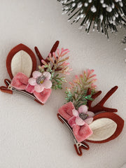 Reindeer Girls Hair Clips - A Little Lacey