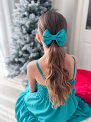 Sabrina Green Girls Hair Bow - A Little Lacey
