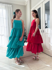 Sabrina Girls Red Christmas Maxi Dress - A Little Lacey