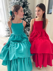 Sabrina Girls Red Christmas Maxi Dress - A Little Lacey