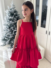 Sabrina Girls Red Christmas Maxi Dress - A Little Lacey