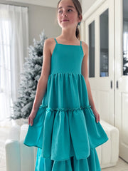 Sabrina Girls Green Christmas Maxi Dress - A Little Lacey