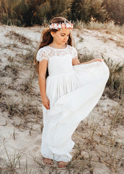 Sasha Girls White Chiffon Dress - A Little Lacey