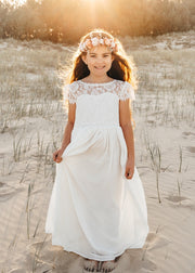 Sasha Girls White Chiffon Dress - A Little Lacey