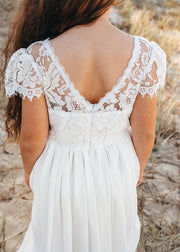 Sasha Girls White Chiffon Dress - A Little Lacey