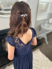 Sasha Girls Navy Blue Dress - A Little Lacey