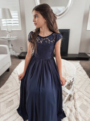 Sasha Girls Navy Blue Dress - A Little Lacey