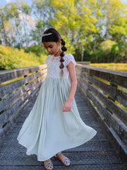 Sasha Girls Sage Green Dress - A Little Lacey