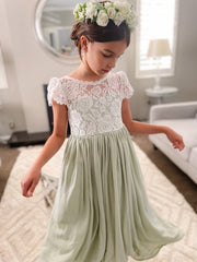 Sasha Girls Sage Green Dress - A Little Lacey
