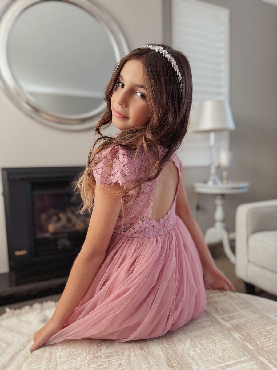 Serenade Girls Dusty Rose Lace Dress A Little Lacey