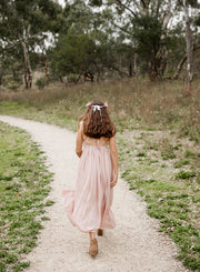 Sofia French Chiffon Blush Girls Dress - A Little Lacey