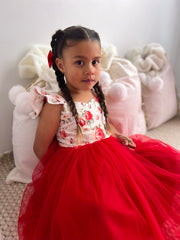 Stella Rose Girls Floral Dress - Red - A Little Lacey
