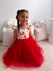 Stella Rose Girls Floral Dress - Red - A Little Lacey