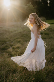 Sofia French Chiffon White Girls Dress - A Little Lacey