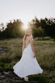 Sofia French Chiffon White Girls Dress - A Little Lacey