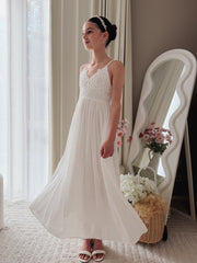 Sylvie Girls White Formal Dress - A Little Lacey