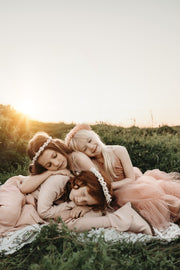 Sofia French Chiffon Blush Girls Dress - A Little Lacey