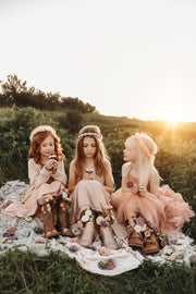 Sofia French Chiffon Blush Girls Dress - A Little Lacey