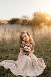 Sofia French Chiffon Blush Girls Dress - A Little Lacey