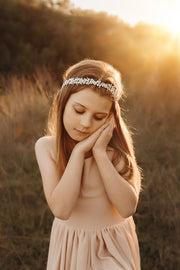 Sofia French Chiffon Blush Girls Dress - A Little Lacey