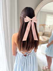 Velvet Shimmer Pink Girls Hair Bow - A Little Lacey