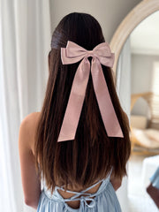 Velvet Shimmer Pink Girls Hair Bow - A Little Lacey