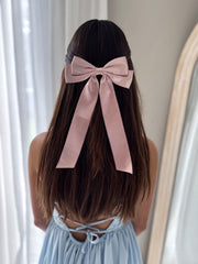 Velvet Shimmer Pink Girls Hair Bow - A Little Lacey