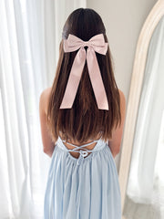 Velvet Shimmer Pink Girls Hair Bow - A Little Lacey