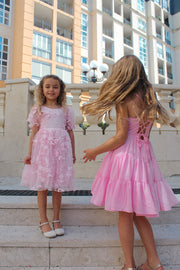 Phoebe Chiffon Girls Pink Dress - A Little Lacey