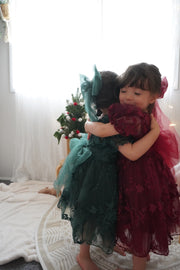 Vienna Girls 3D Embroidery Dress - Burgundy - A Little Lacey