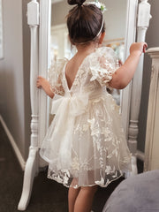 Vienna Girls Ivory Embroidered Flower Girl Dress - A Little Lacey
