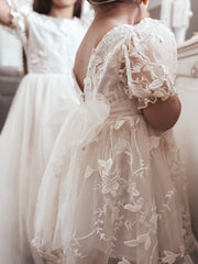 Vienna Girls Ivory Embroidered Flower Girl Dress - A Little Lacey