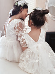 Vienna Girls Ivory Embroidered Flower Girl Dress - A Little Lacey