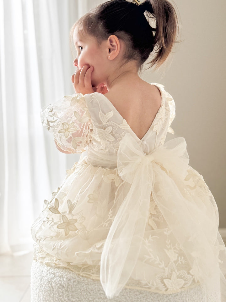 Ivory embroidered flower girl dress