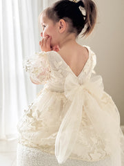 Vienna Girls Ivory Embroidered Flower Girl Dress - A Little Lacey