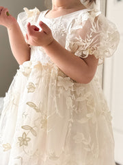Vienna Ivory Embroidered Flower Girl Dress - A Little Lacey