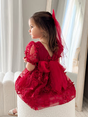 Red Tulle Christmas Bow - A Little Lacey