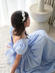 Valentina Girls Full Length Blue Dress - A Little Lacey