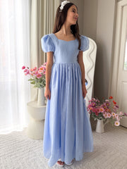 Valentina Girls Full Length Blue Dress - A Little Lacey