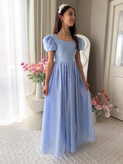 Valentina Girls Full Length Blue Dress - A Little Lacey