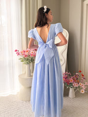 Valentina Girls Full Length Blue Dress - A Little Lacey