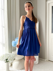 Vivienne Girls Light Navy Dress - A Little Lacey