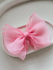 Wavy Girls Bow - Pink - A Little Lacey