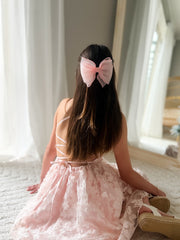 Wavy Girls Bow - Light Pink - A Little Lacey