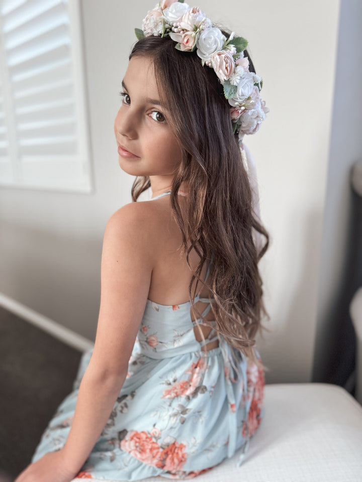 WILLOW pink and white girls flower crown