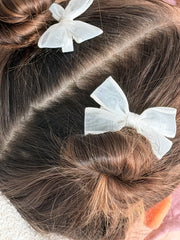 White Petal Girls Pigtail Bows - A Little Lacey