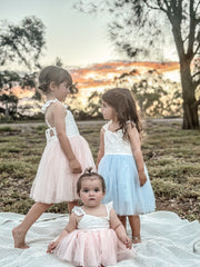 Zara White and Peach Girls Lace Dress - A Little Lacey