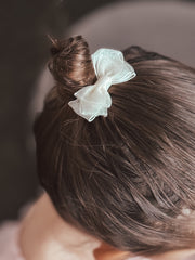 Mini Ivory Girls Pigtail Bows - A Little Lacey